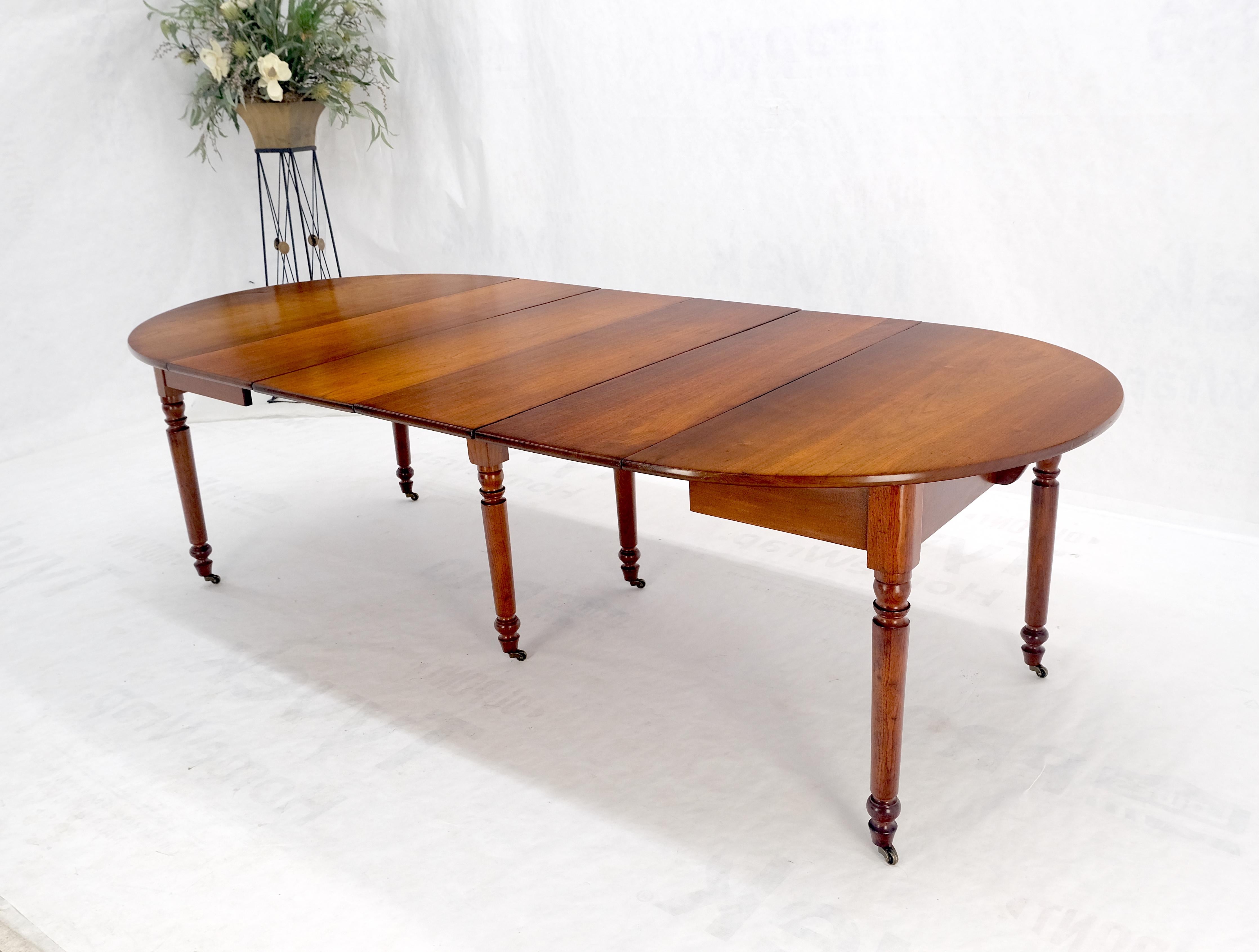 Antique Solid Light Amber Walnut Round Dining Table 4 Extension Boards MINT! For Sale 6