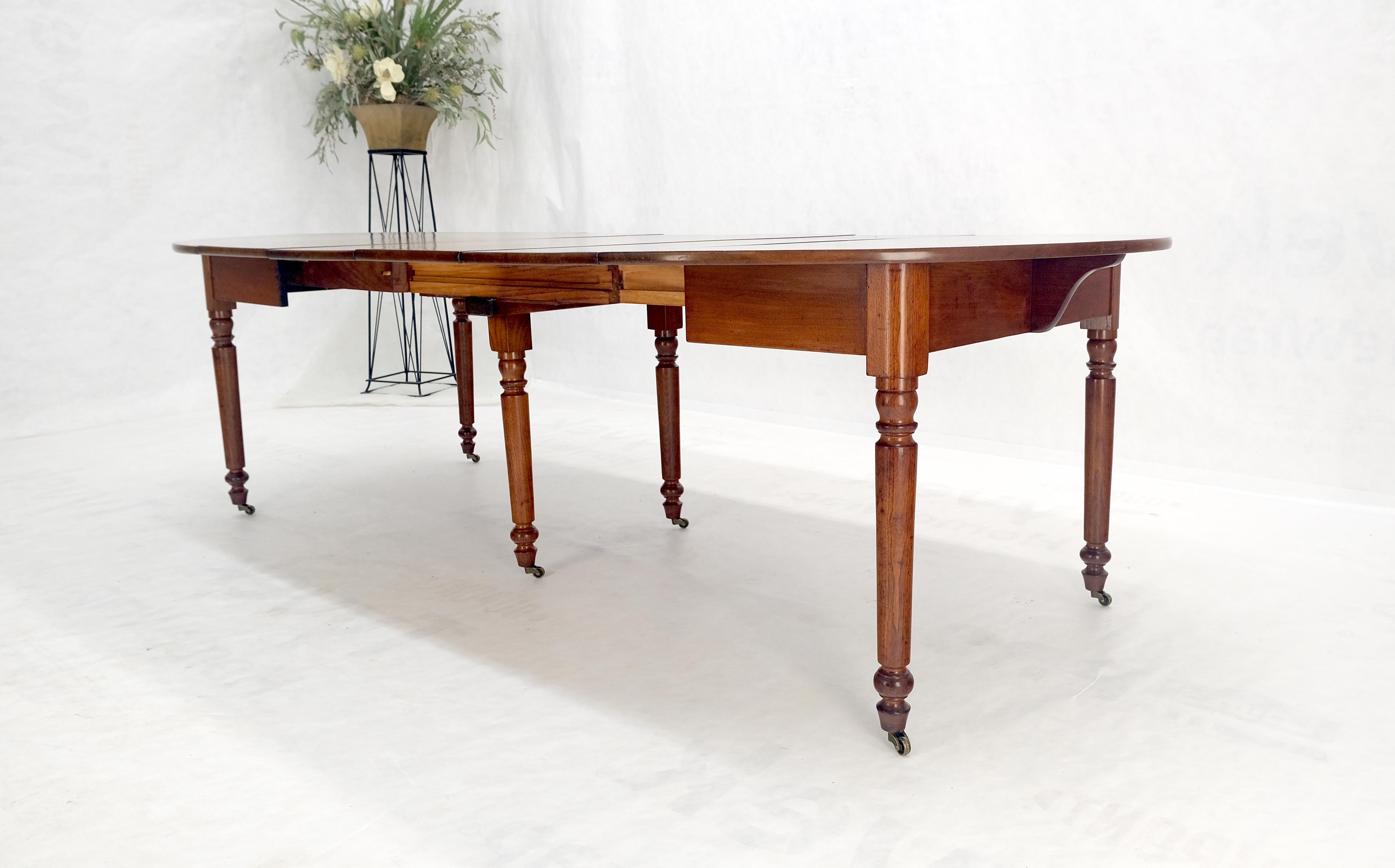 Antique Solid Light Amber Walnut Round Dining Table 4 Extension Boards MINT! For Sale 7