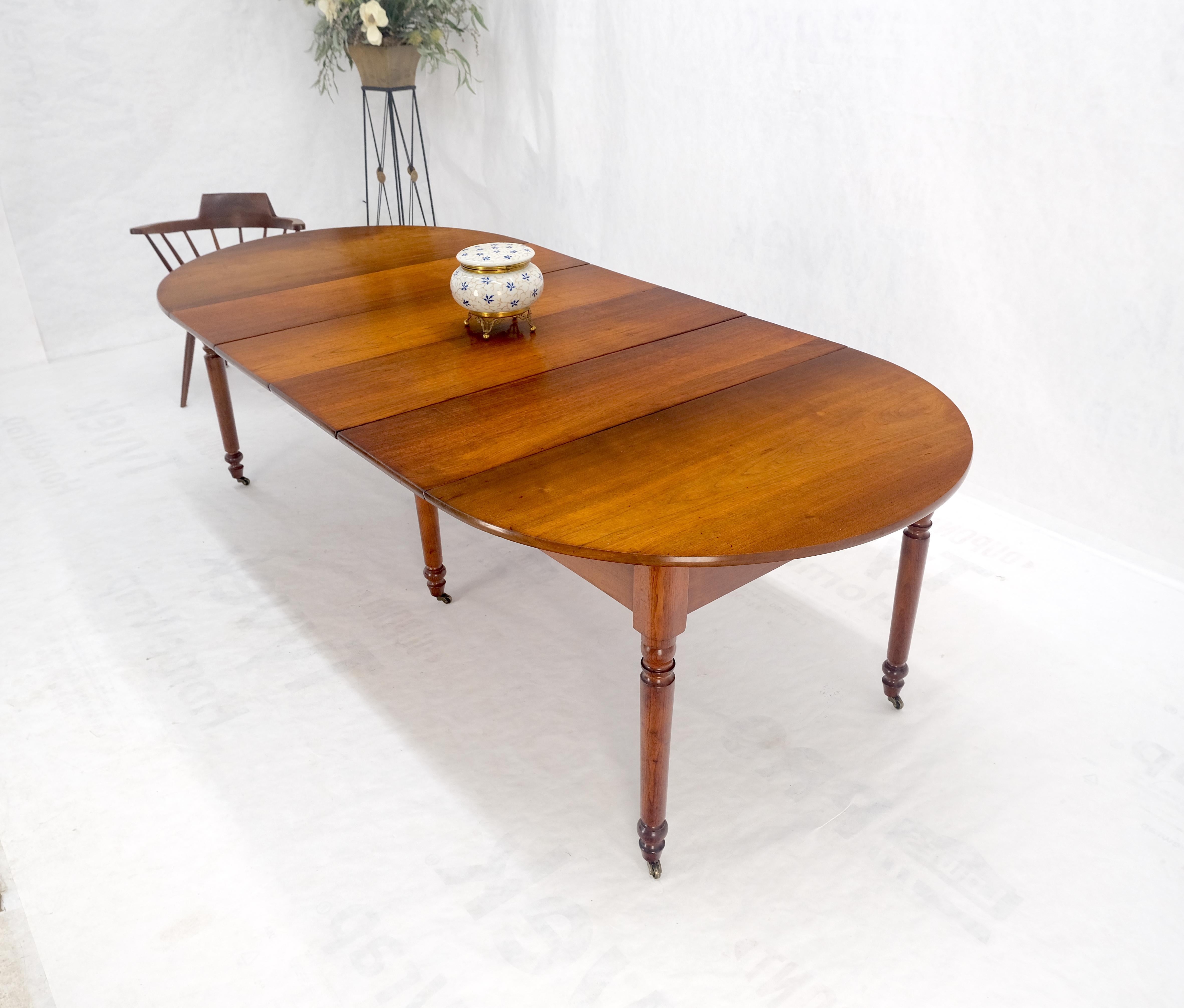 Antique Solid Light Amber Walnut Round Dining Table 4 Extension Boards MINT! For Sale 8