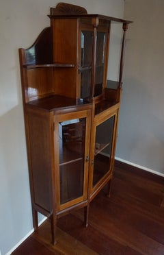 Antique and Solid Mahogany Jugendstil Sideboard or Drinks Cabinet, Beveled Glass