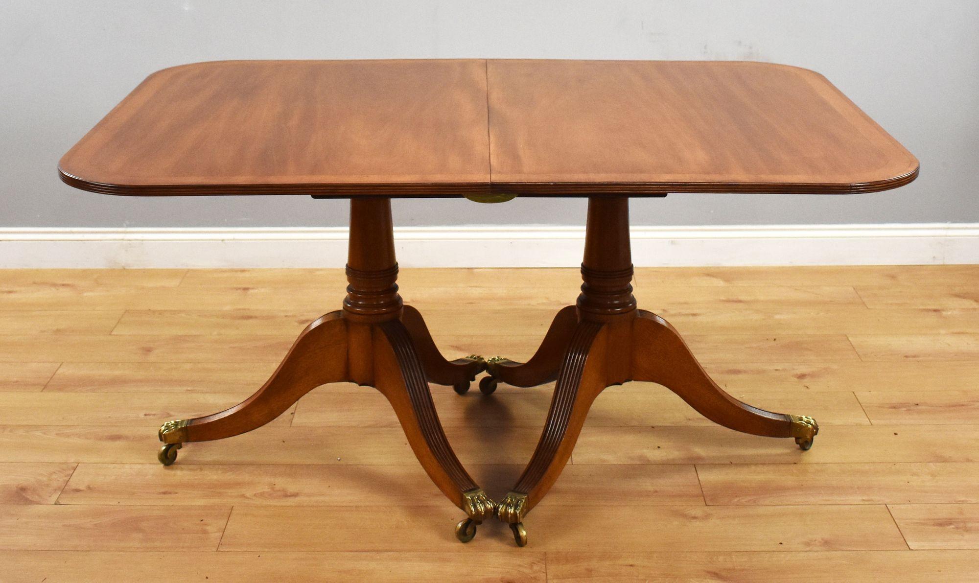 Antique Solid Mahogany Pedestal Dining Table 1