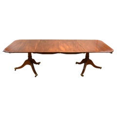 Antique Solid Mahogany Pedestal Dining Table