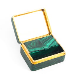 Antique Solid Malachite and Gold Lidded Box Casket, 19th Century