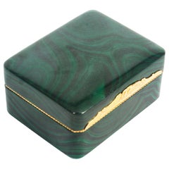 Antique Solid Malachite and Gold Lidded Box Casket, 19th Century