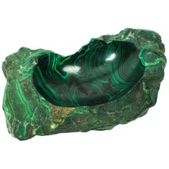 Antique Solid Malachite Trinket Dish, 20th Century