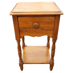 Antique Solid Maple Nightstand Side Table, Circa 1940s