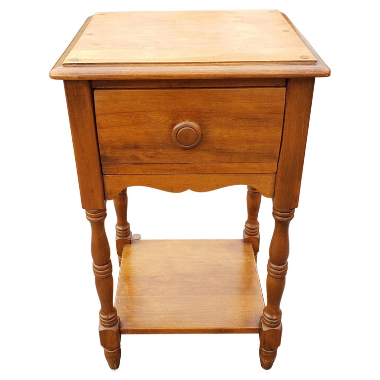 Antique Solid Maple Nightstand Side Table, Circa 1940s For Sale at 1stDibs  | antique wood nightstand, vintage wood nightstand, antique night table