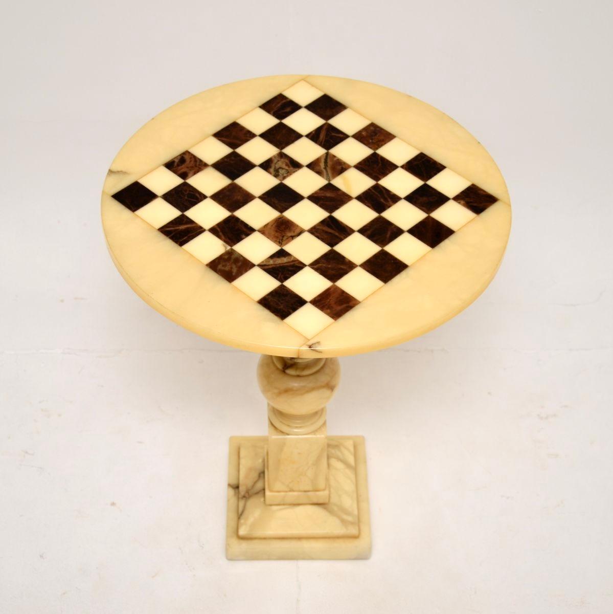 British Antique Solid Marble Chess Table For Sale