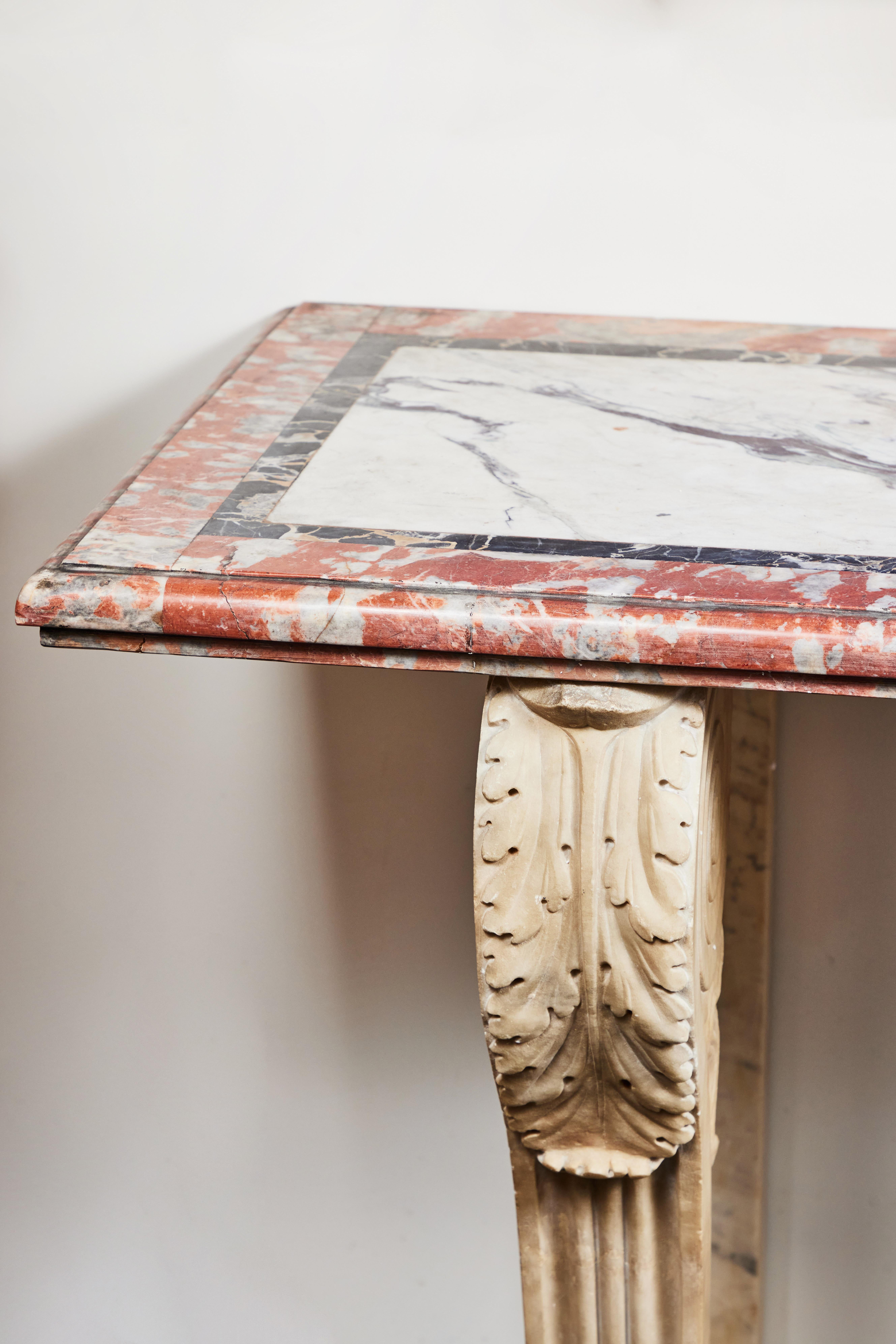 Antique, Solid Marble Console Table In Good Condition For Sale In Los Angeles, CA