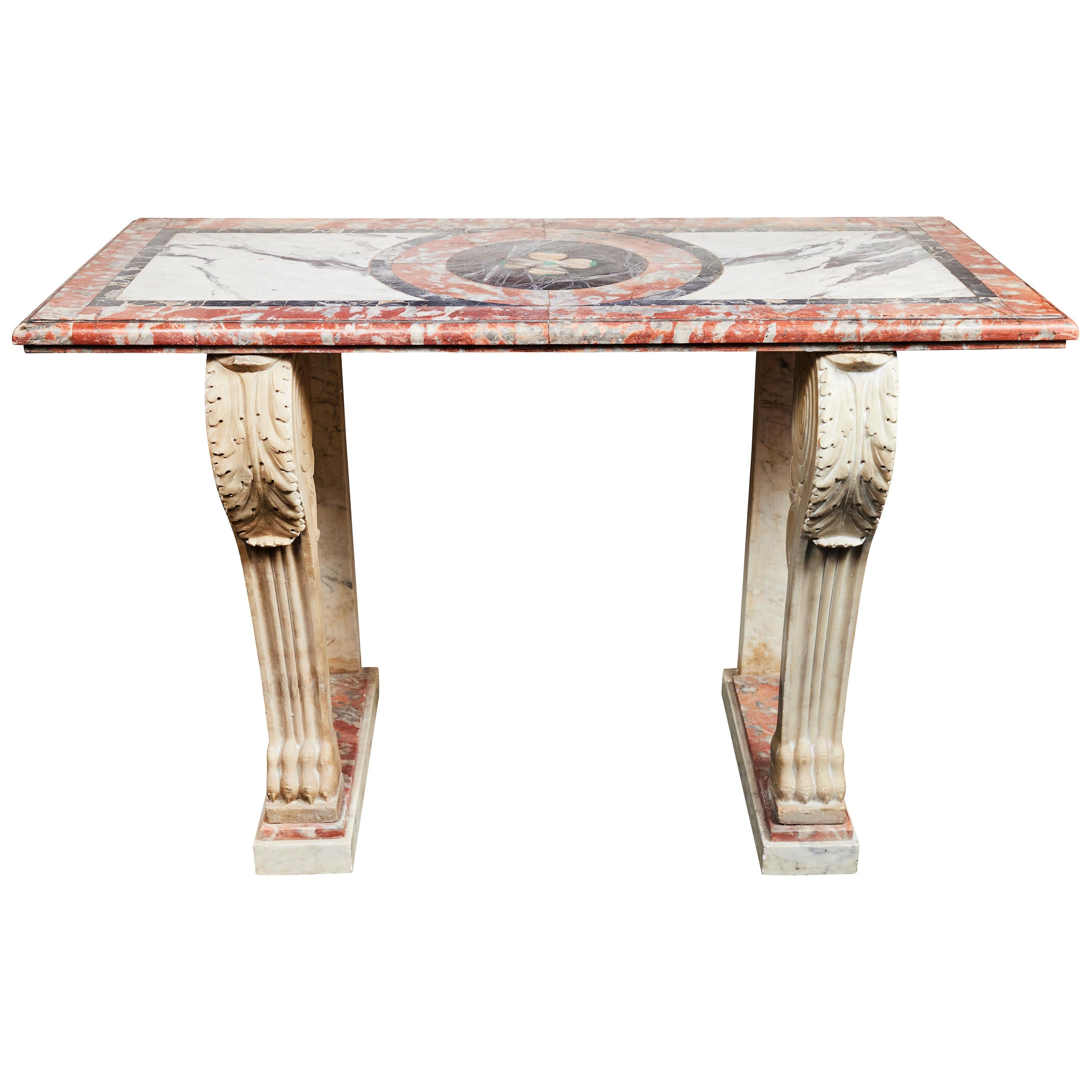 Antique, Solid Marble Console Table For Sale