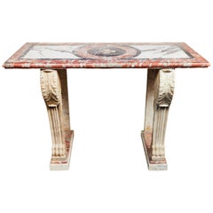 Table console ancienne en marbre massif