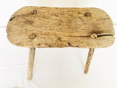 Antique Solid Mezquite Wood Mini Table Found in Wester México