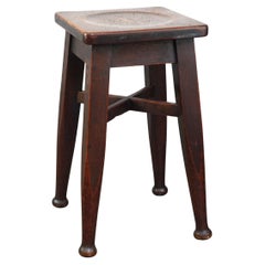 Antique solid oak English stool by Gaskell & Chambers Ltd