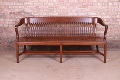 Antique Solid Oak Lawyer's Bench, Newly Refinished