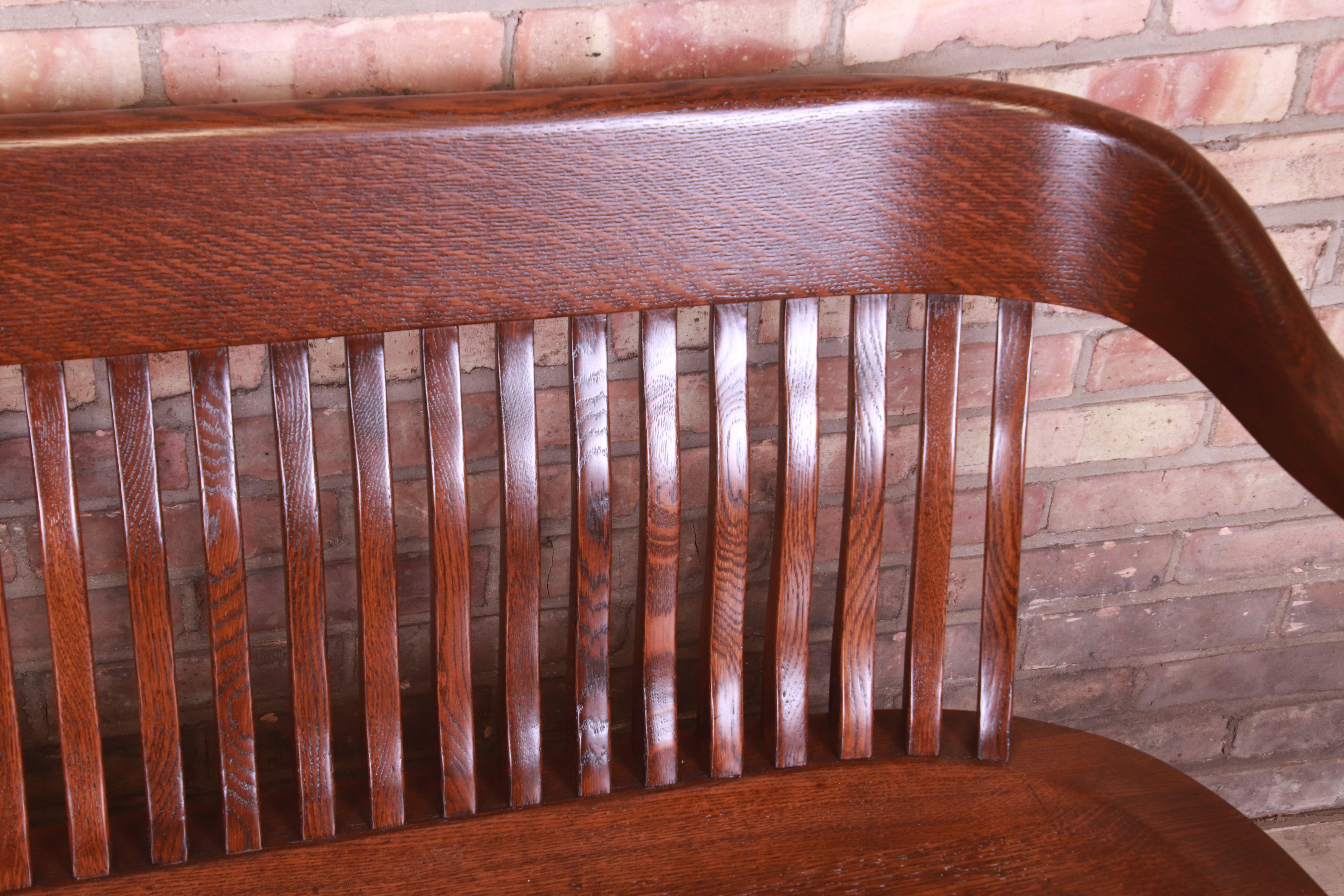 Antique Solid Oak Lawyer's Bench, Newly Refinished 1