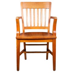 Silla de biblioteca antigua de roble macizo c.1930-1950