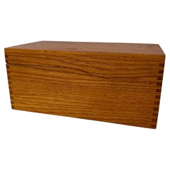 Antique solid Oak & Metal Card File Box with Dovetail Joints By Globe Wernicke