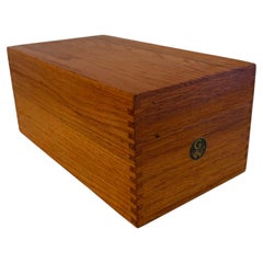 Antique solid Oak & Metal Card File Box with Dovetail Joints By Globe Wernicke