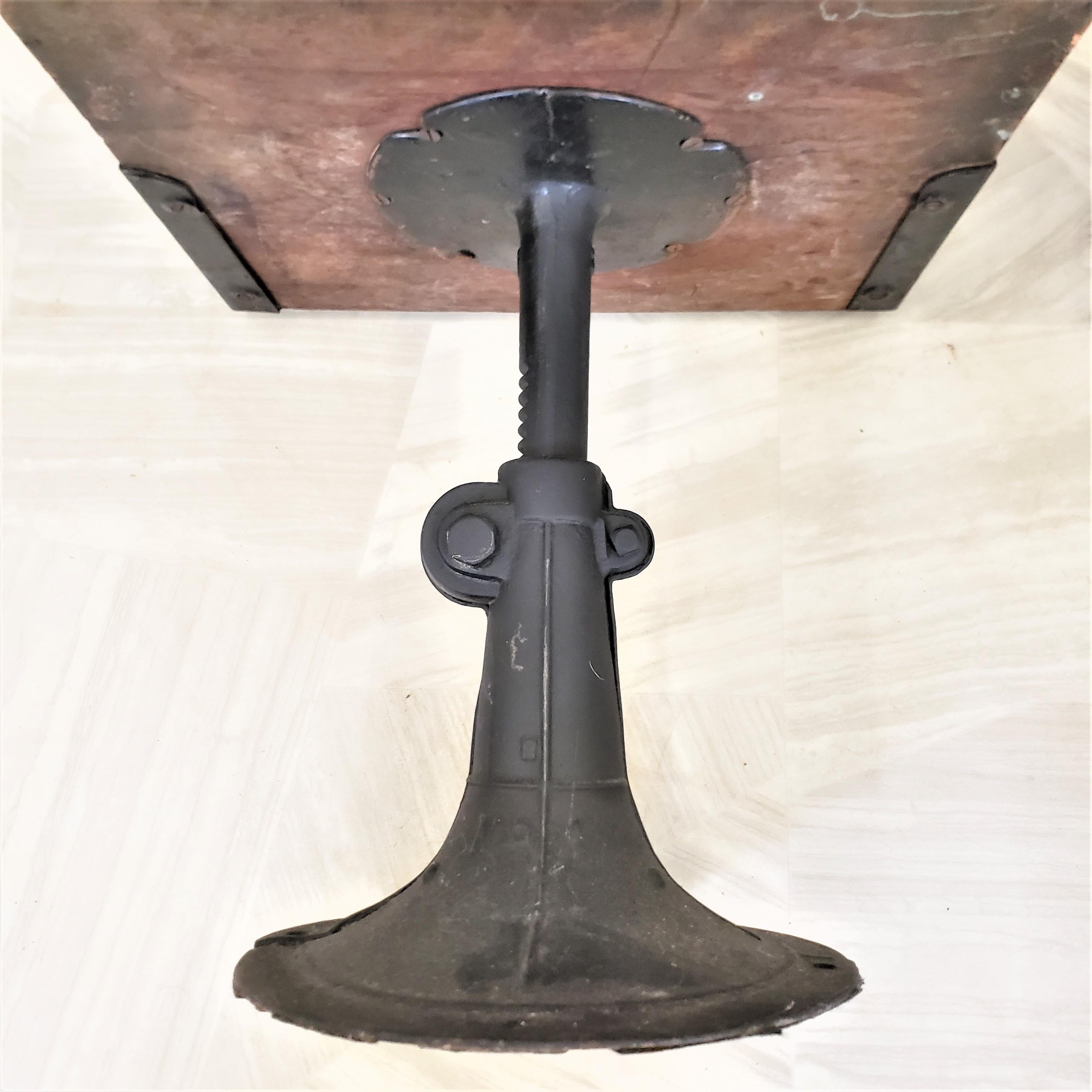 Antique Solid Oak School Desk & Chair Set with Cast Iron Adjustable Bases 3