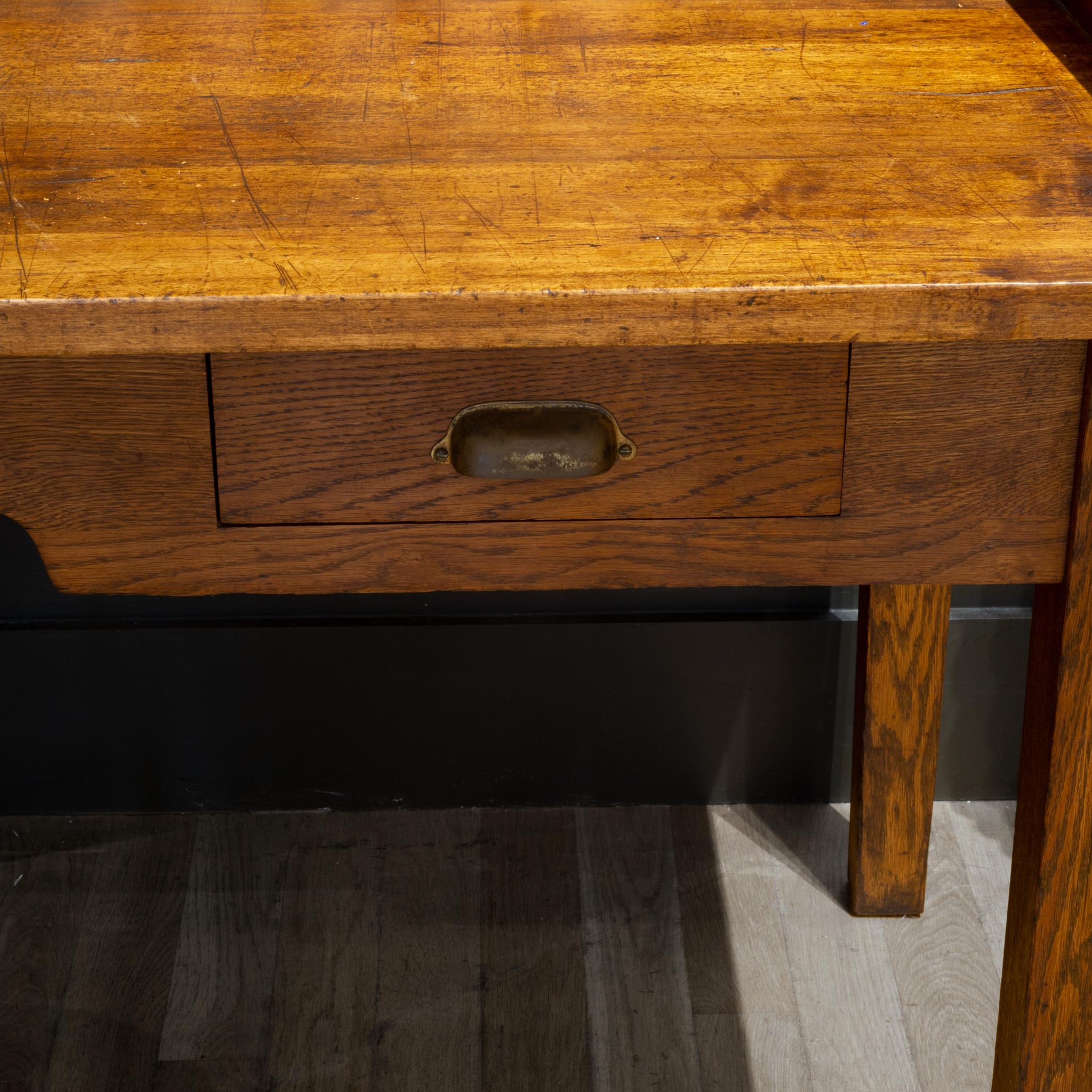 American Antique Solid Oak Slotted Postal Sorting Desk, circa 1939