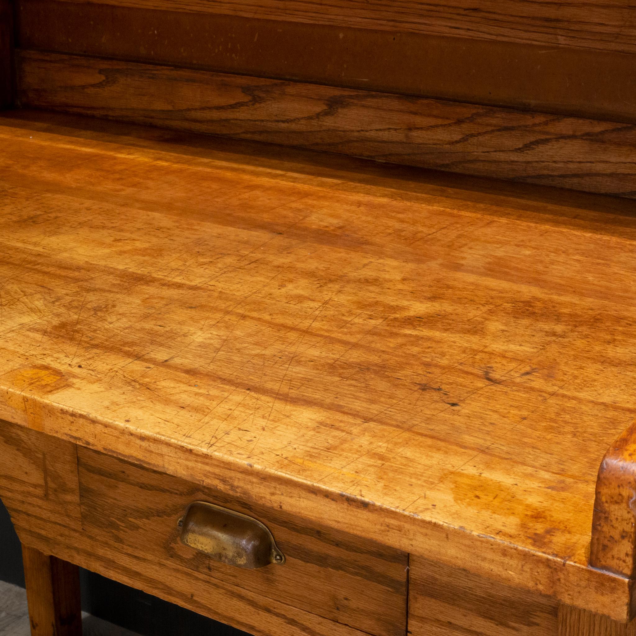 Antique Solid Oak Slotted Postal Sorting Desk, circa 1939 For Sale at