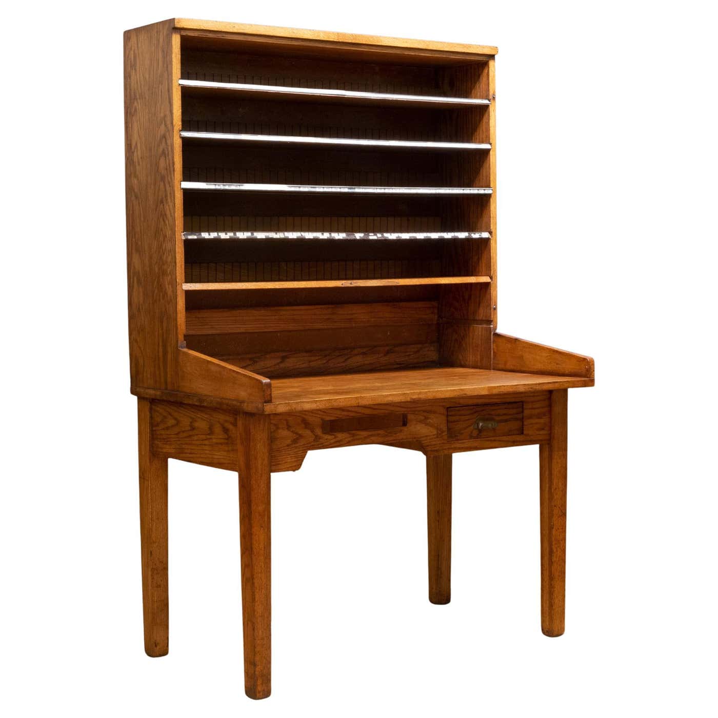 Antique Solid Oak Slotted Postal Sorting Desk, circa 1939 For Sale at ...