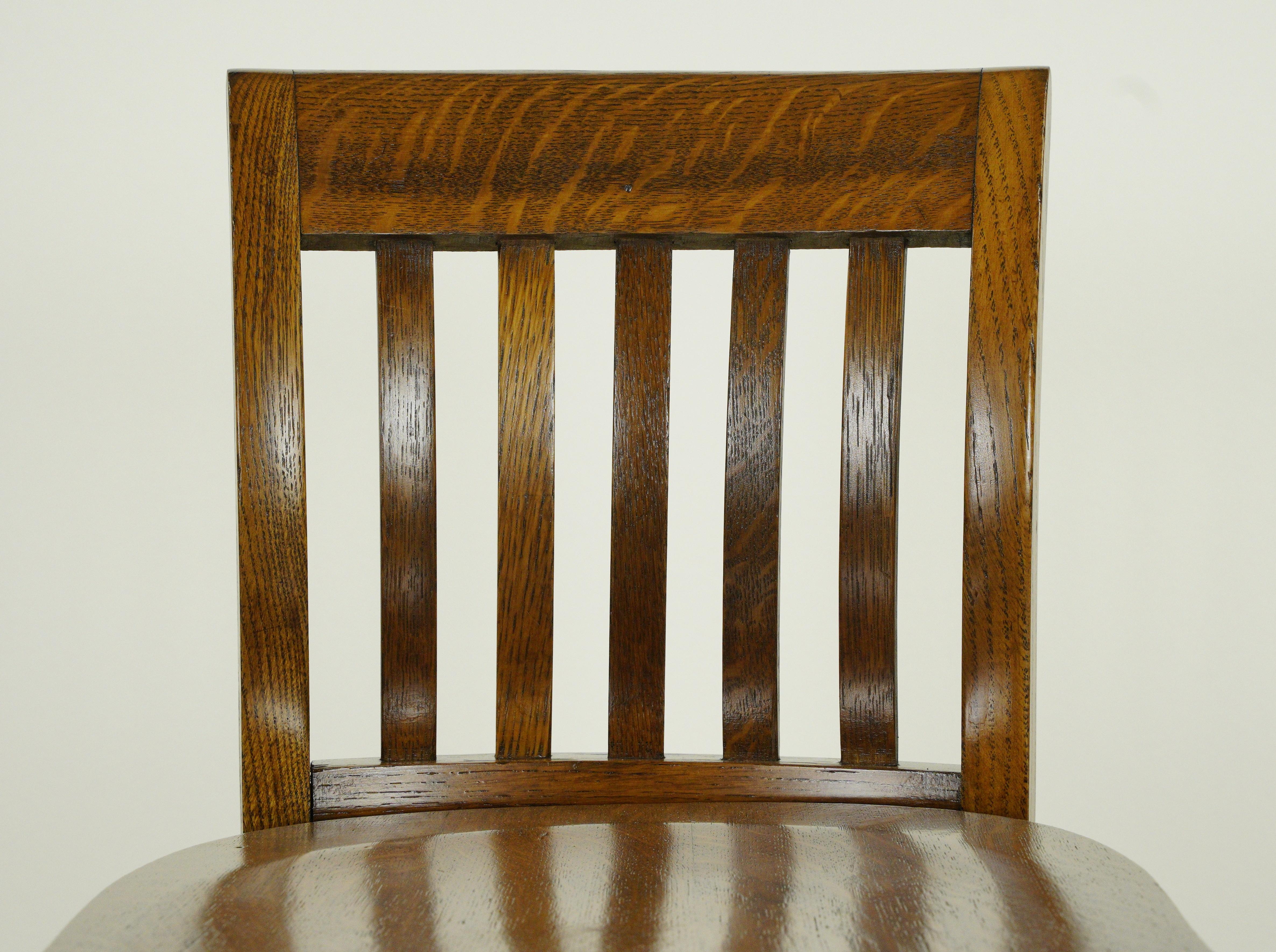 American Antique Solid Oak Swivel Adjustable Desk Office Chair