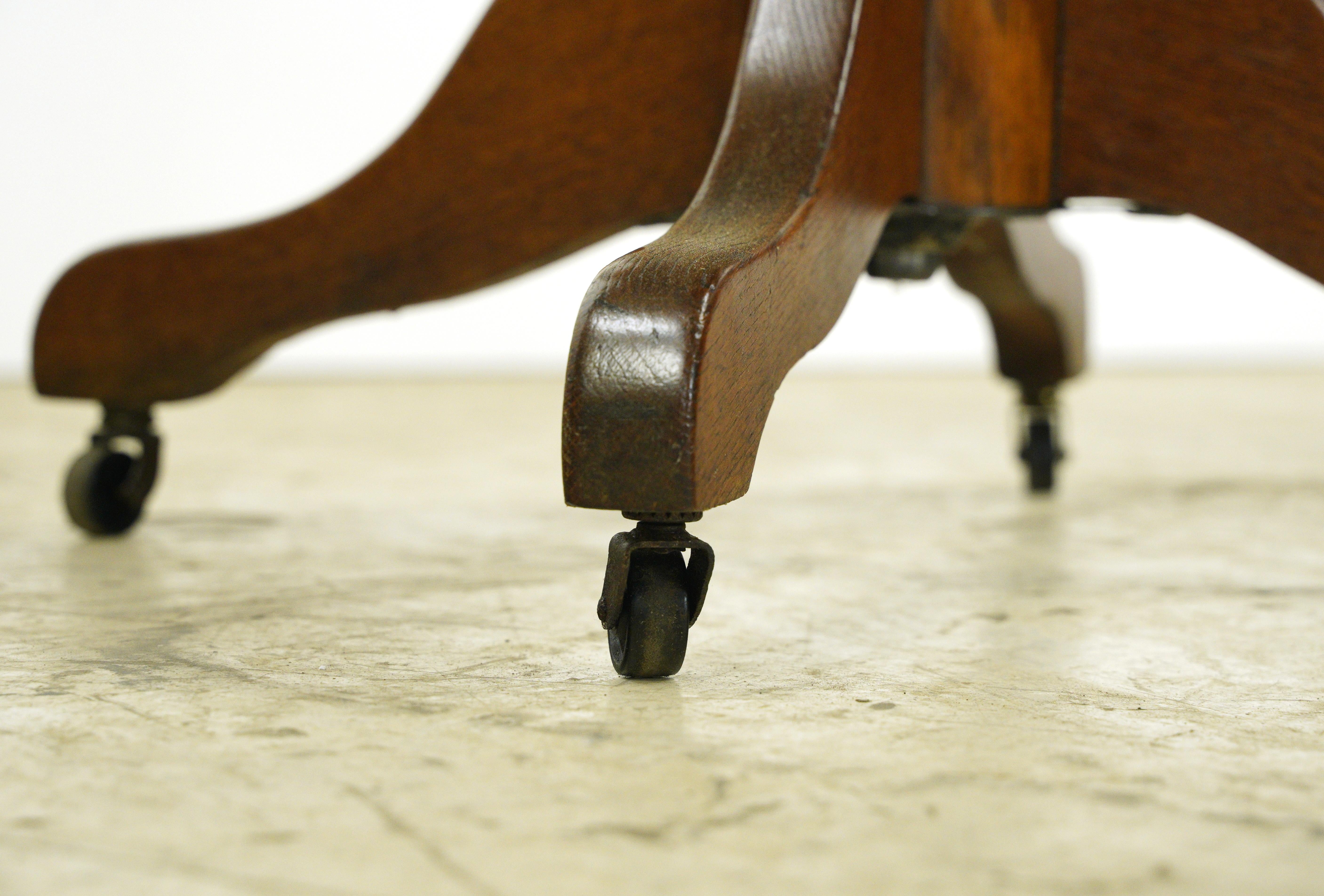 Antique Solid Oak Swivel Adjustable Desk Office Chair 1