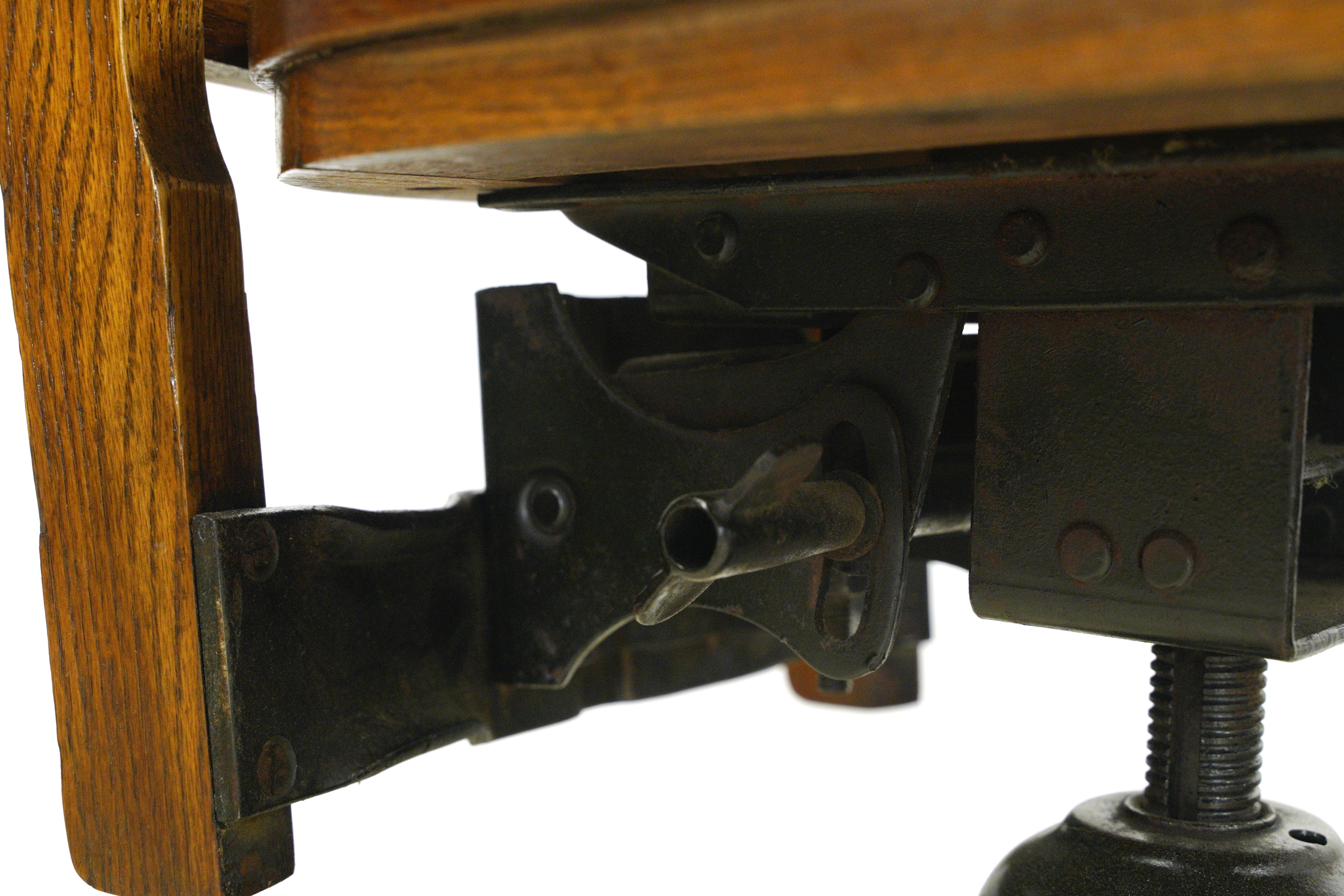 Antique Solid Oak Swivel Adjustable Desk Office Chair 3