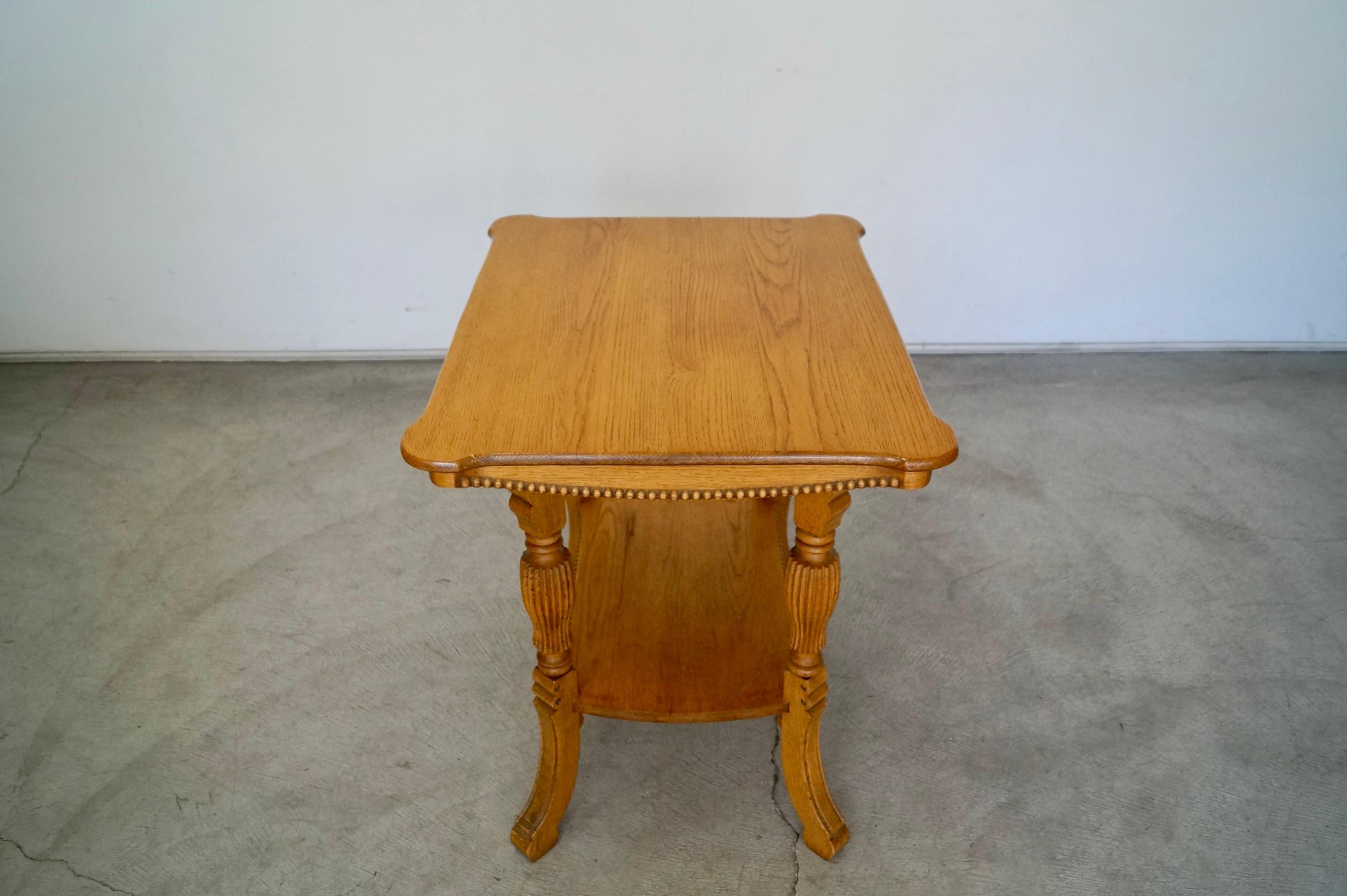 Antique Solid Oak Victorian Side Table For Sale 2
