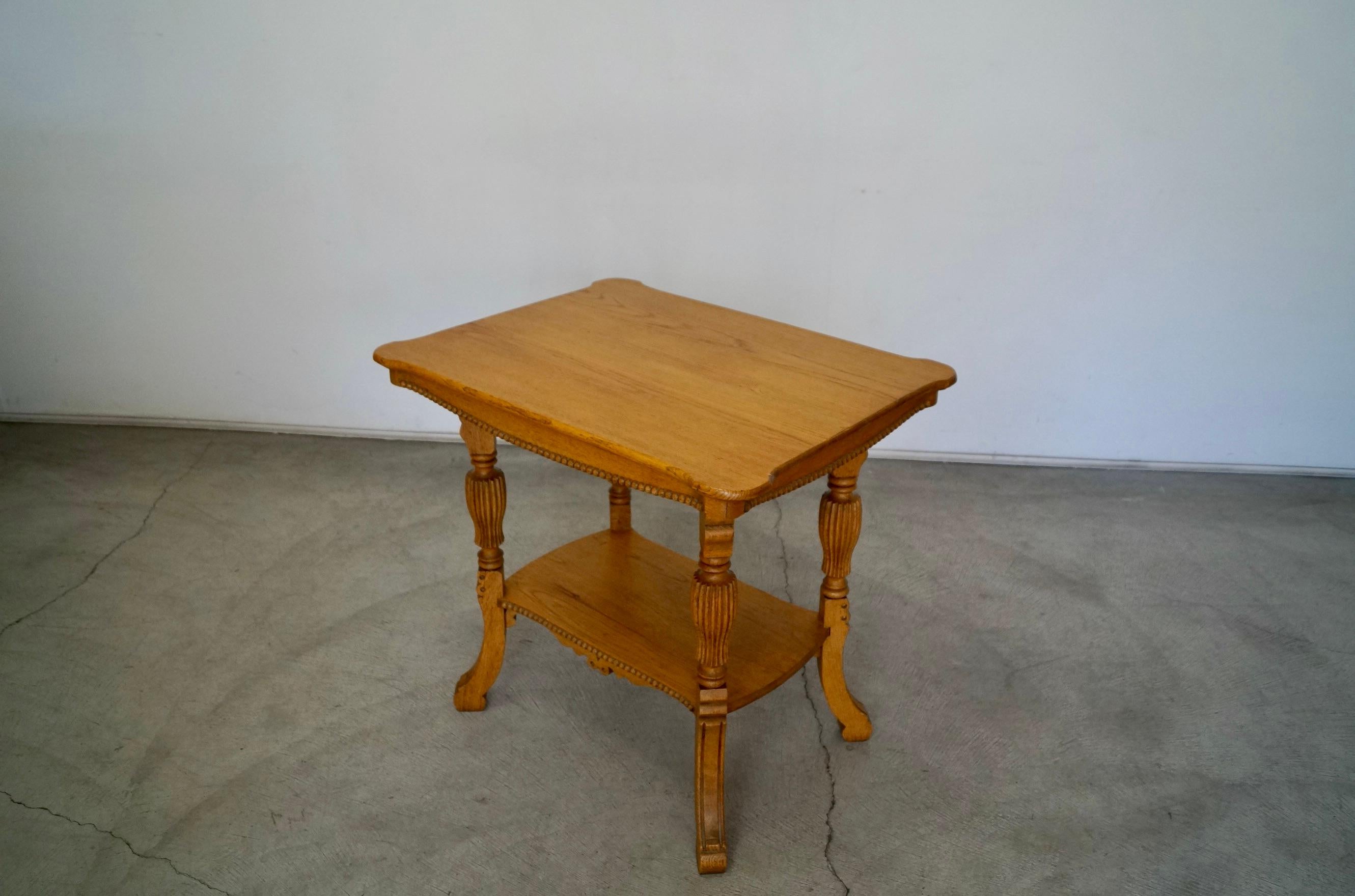 Antique Solid Oak Victorian Side Table For Sale 3