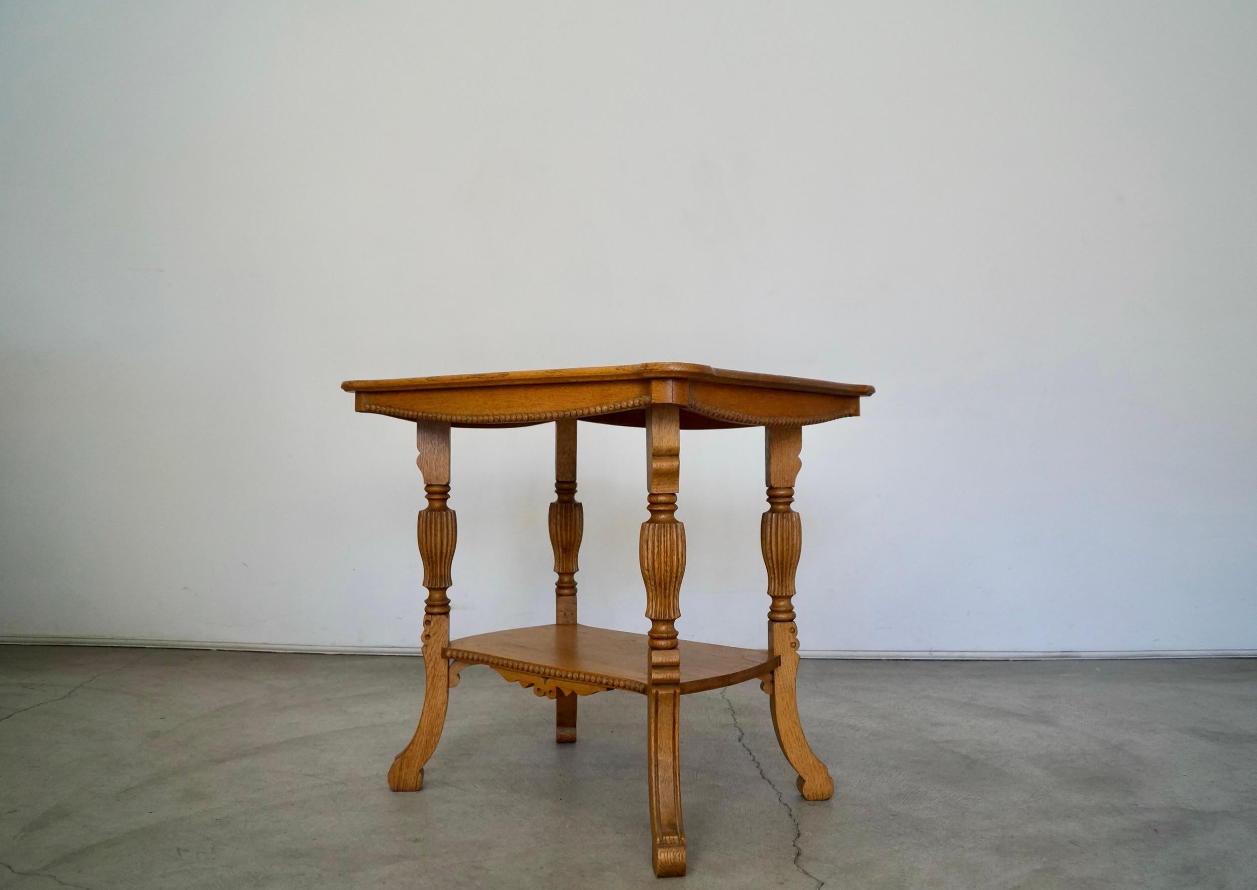 Antique Solid Oak Victorian Side Table For Sale 4