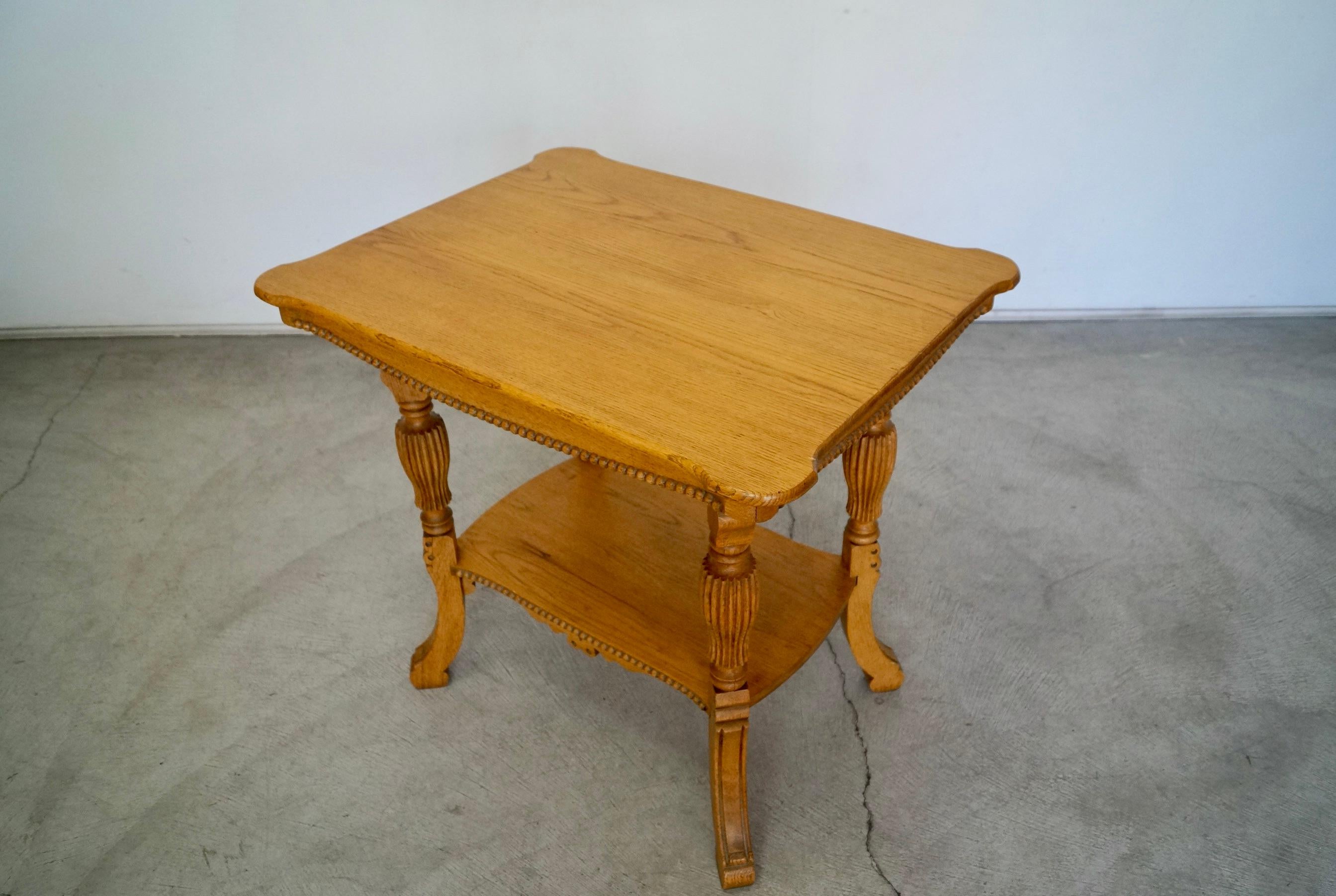 Antique Solid Oak Victorian Side Table For Sale 5