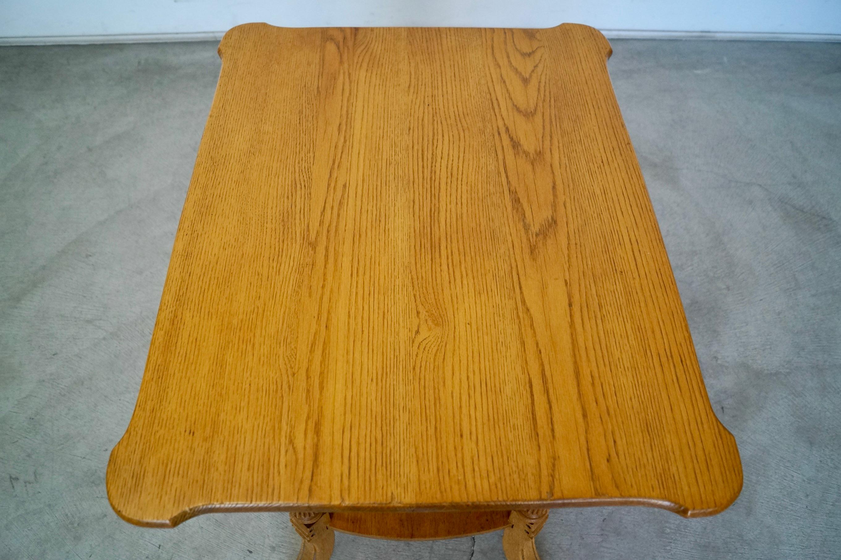 Antique Solid Oak Victorian Side Table For Sale 6