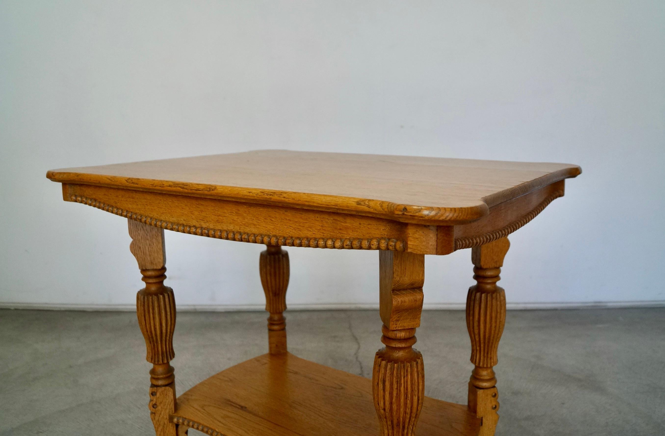 Antique Solid Oak Victorian Side Table For Sale 8