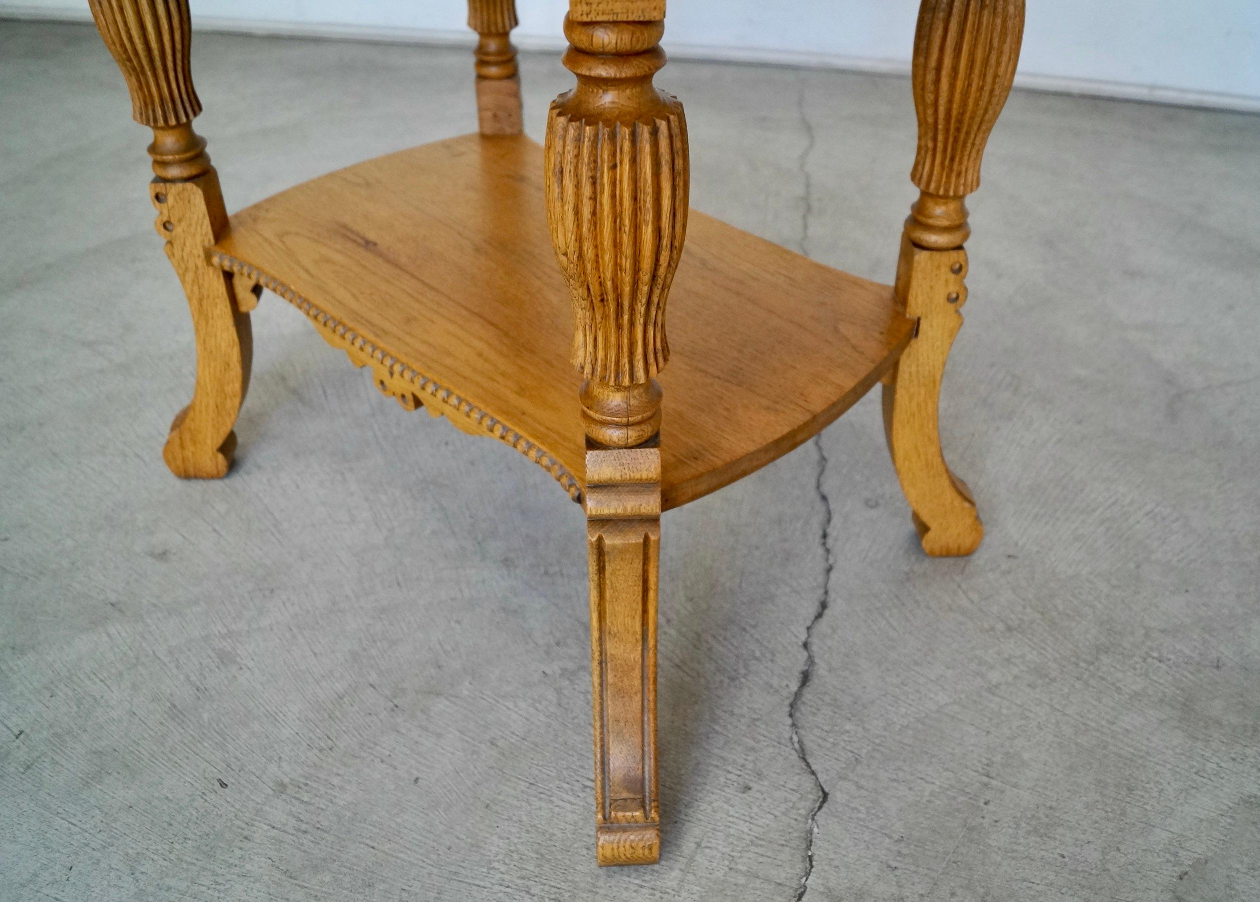 Antique Solid Oak Victorian Side Table For Sale 9