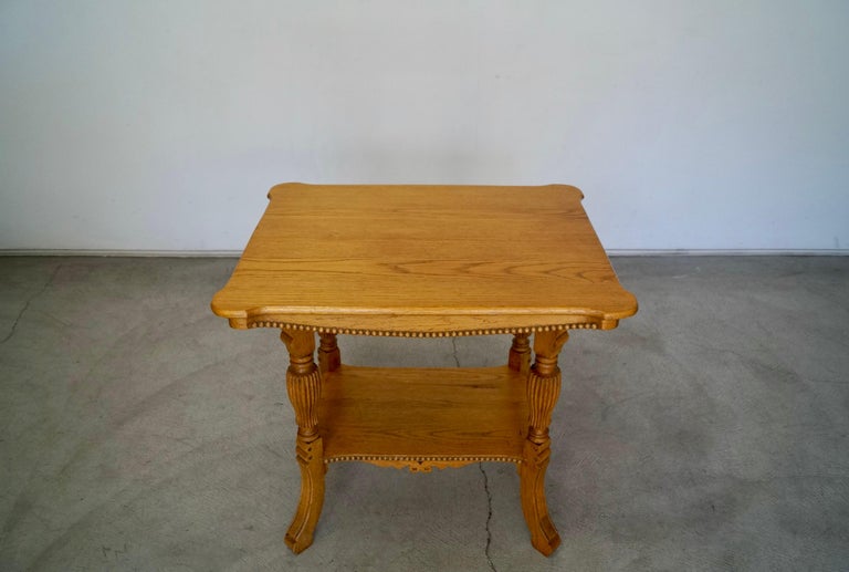 Antique Solid Oak Victorian Side Table For Sale at 1stDibs