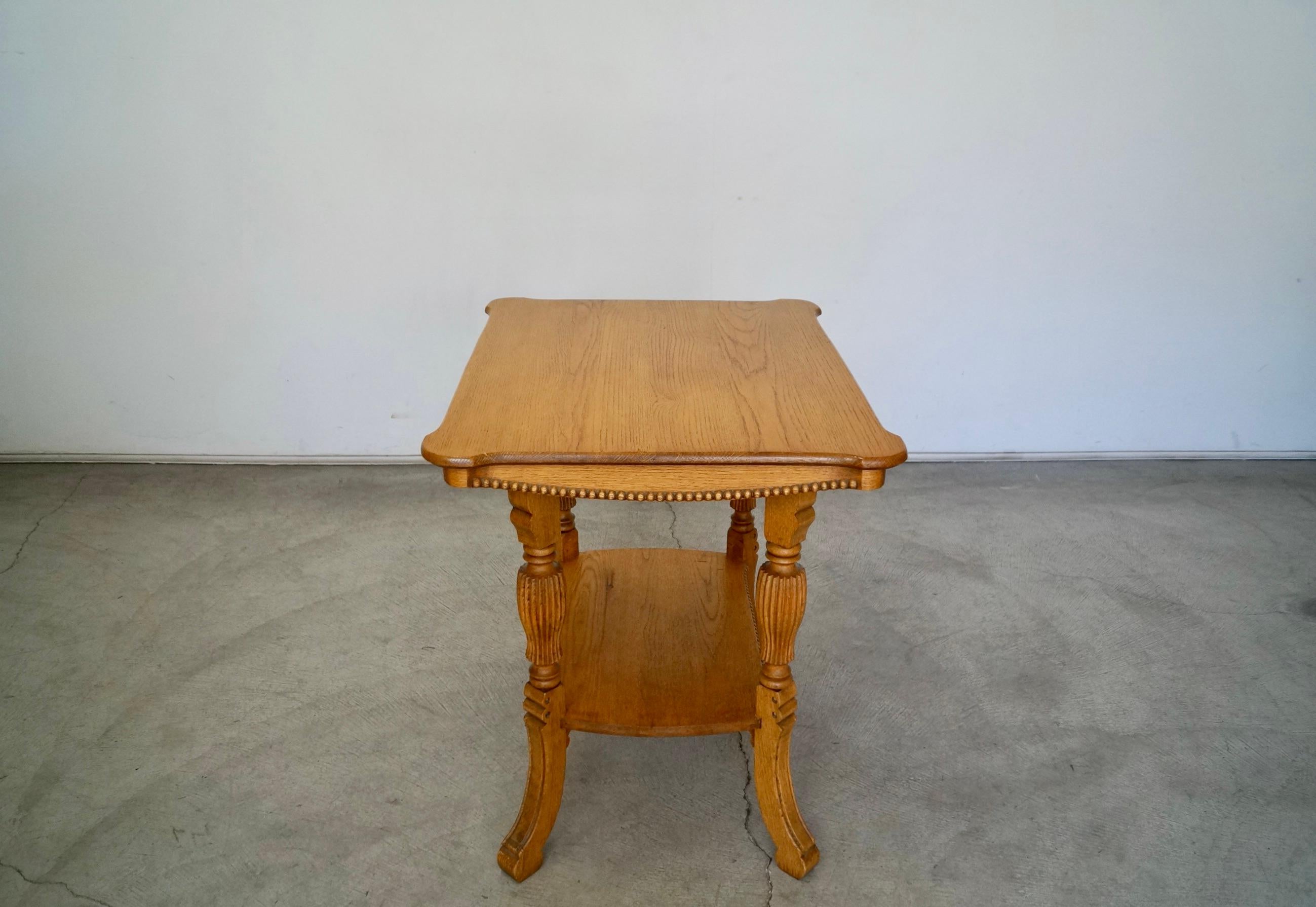 19th Century Antique Solid Oak Victorian Side Table For Sale