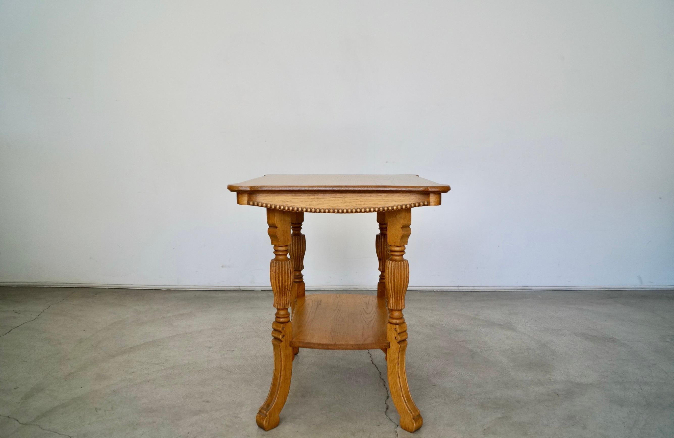 Antique Solid Oak Victorian Side Table For Sale 1