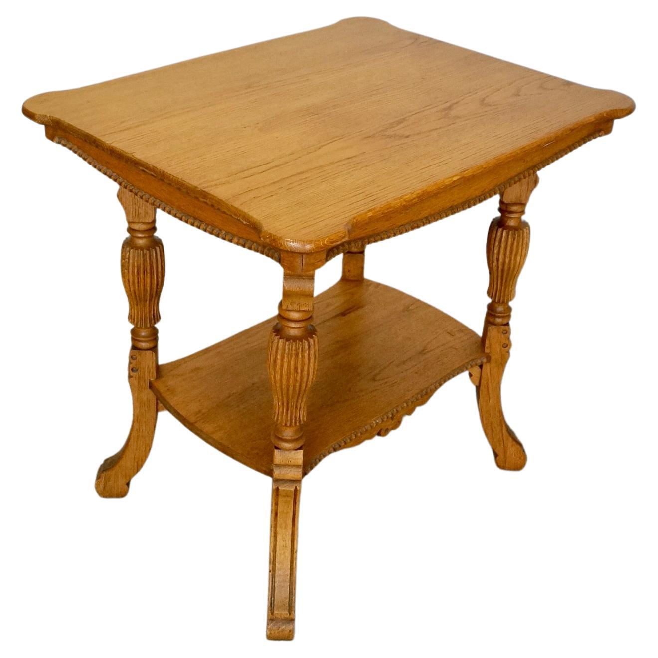 Antique Solid Oak Victorian Side Table For Sale