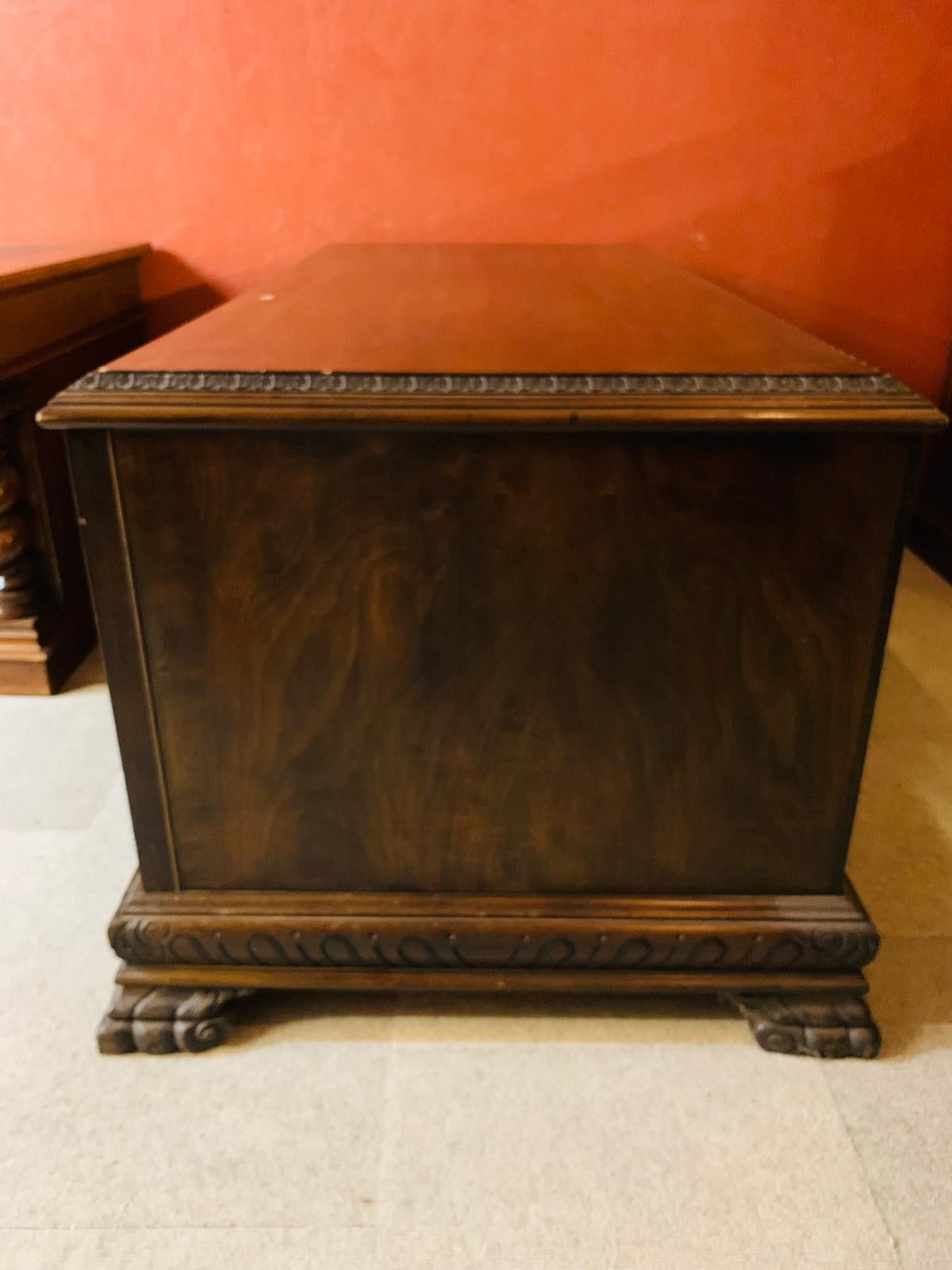 Antique Solid Oak Wood Desk with Lion Paws antique Around 1900 1