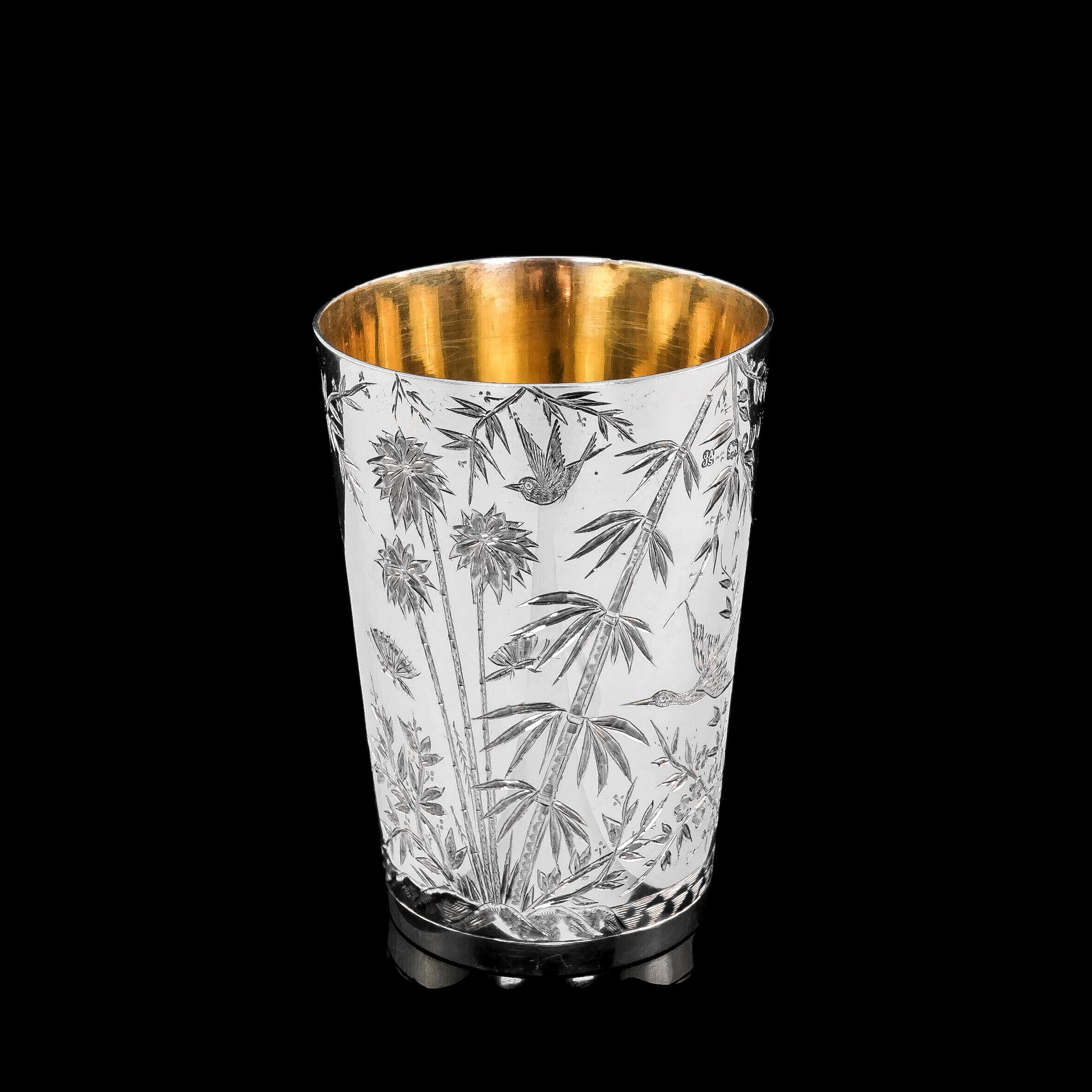 English Antique Solid Silver Aesthetic Style Beaker/Cup, John Adlwinckle & James Slater