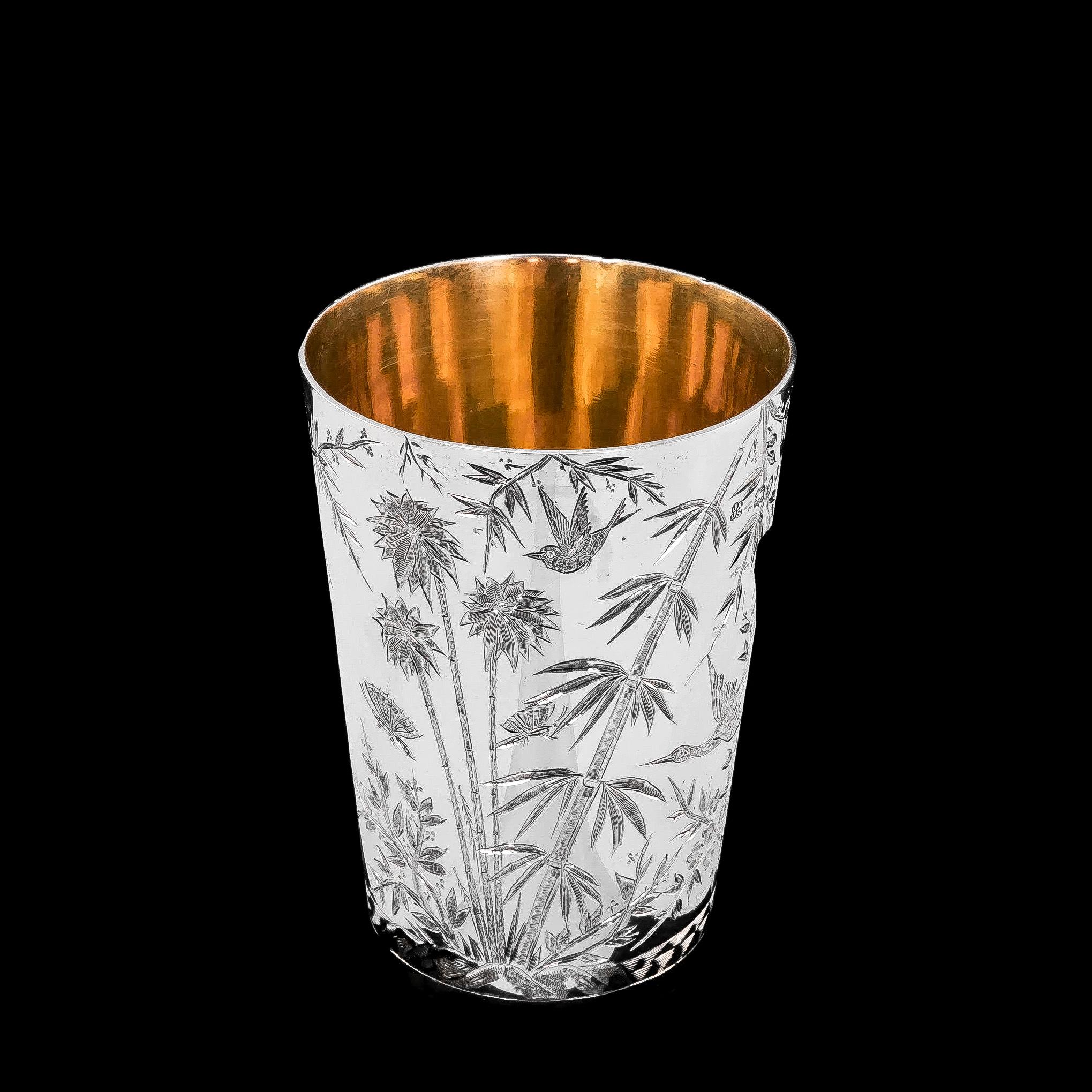 Sterling Silver Antique Solid Silver Aesthetic Style Beaker/Cup, John Adlwinckle & James Slater