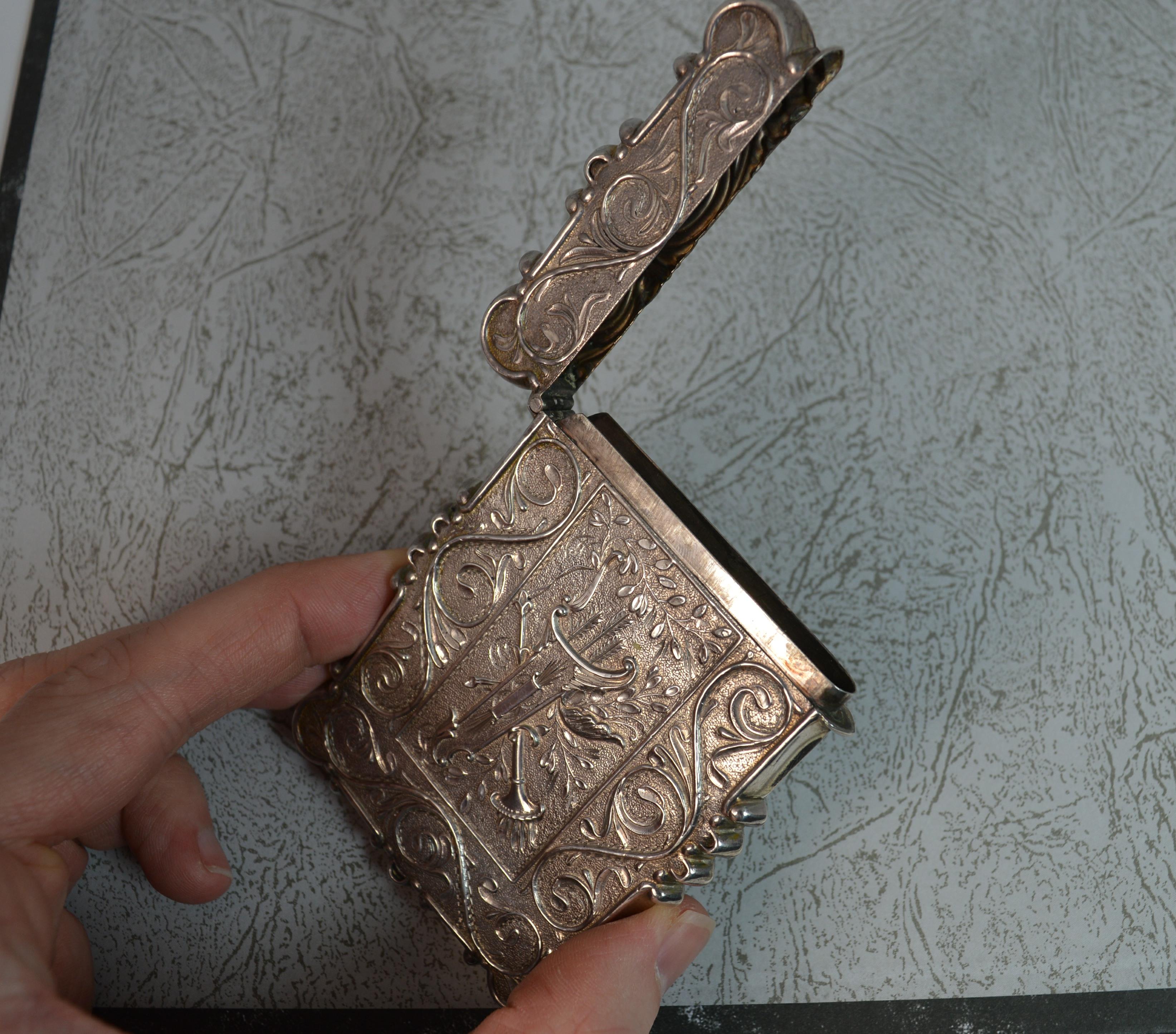 Antique Solid Silver Card Case with Castle Top Design 6