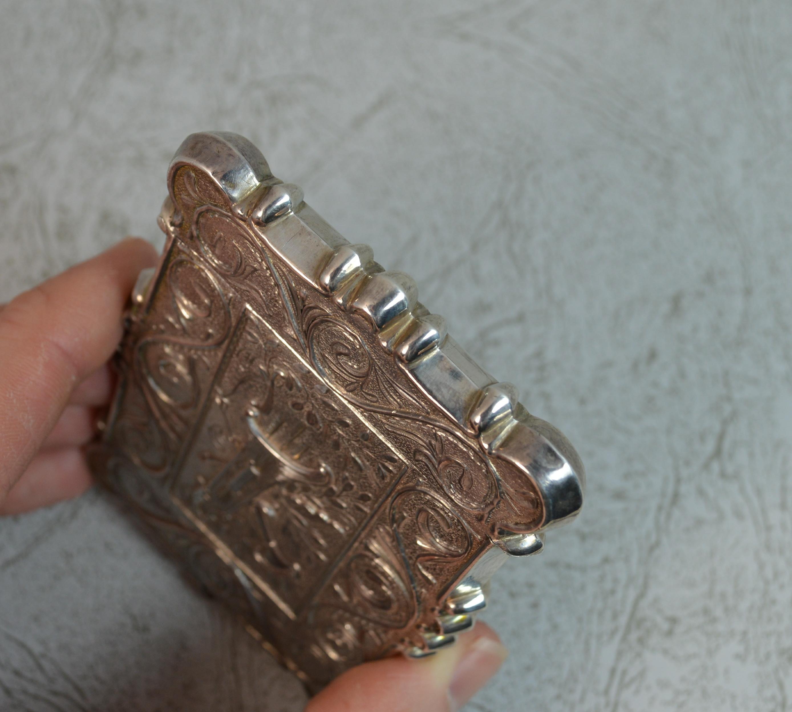 Antique Solid Silver Card Case with Castle Top Design 1