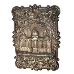 Vintage Solid Silver Card Case with Castle Top Design