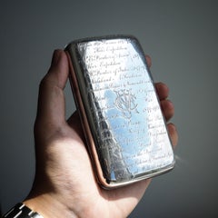 Antique Solid Silver Cigar Case with Indian Army Interest Hand Engraved c.1890