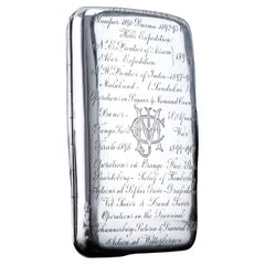 Antique Solid Silver Cigar Case with Indian Army Interest Hand Engraved c.1890