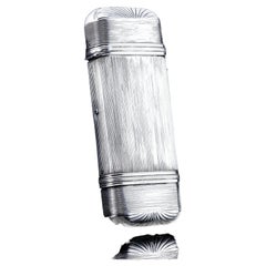 Antique Solid Silver Cigar/Cheroot Case with Reeded Design - Dutch 19th c.