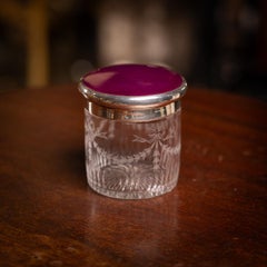 Antique Solid Silver & Cut Crystal Jar by Goldsmiths, London, 1919